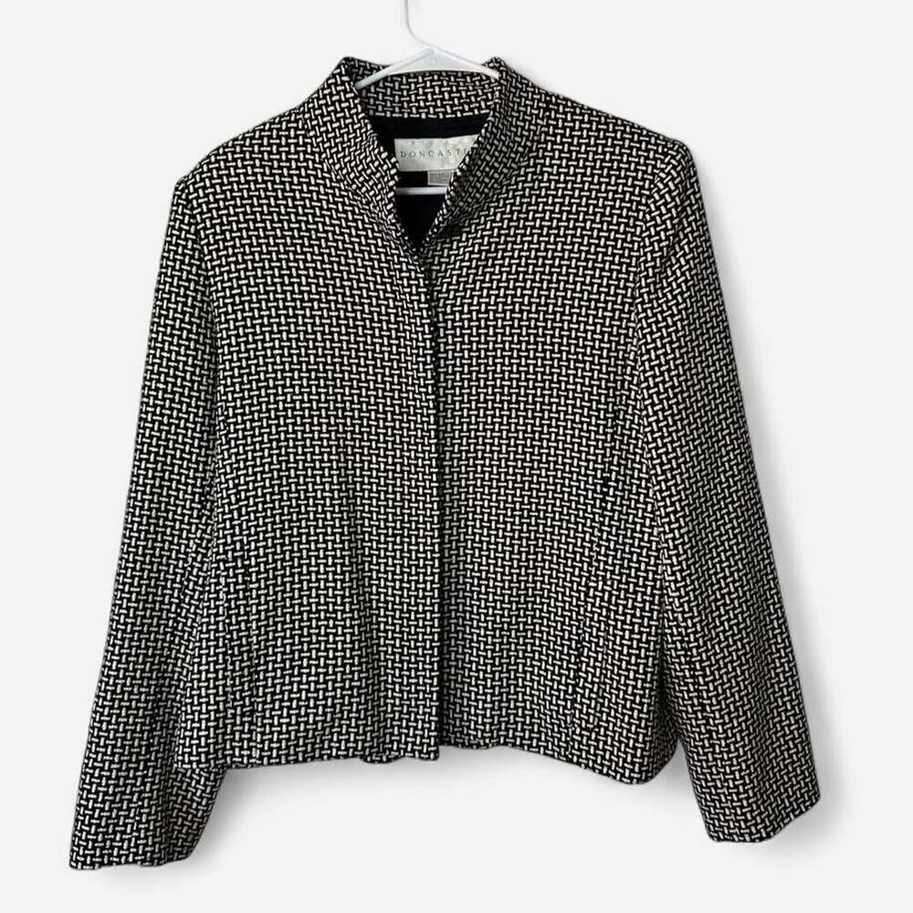 Doncaster Vintage 100% Silk Black White Blazer Size M/L